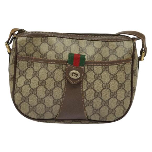 GUCCI GG Supreme Web Sherry Line Bag Pvc Beige Gold Red 89 02 032 - Picture 2 of 16